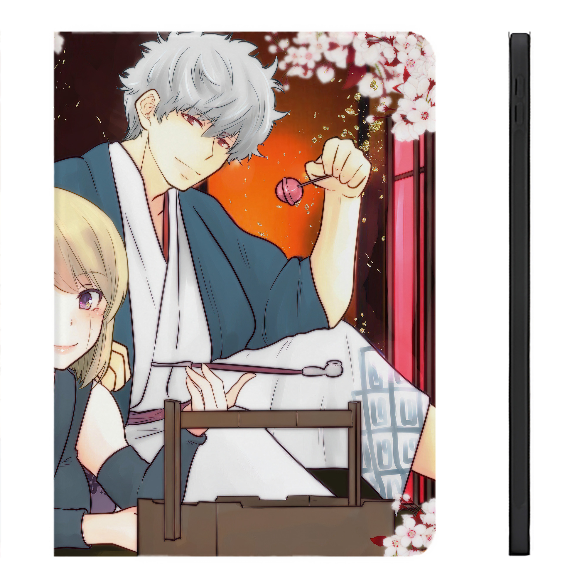 （画像用） ぎんたま 坂田銀時（さかたぎんとき） 神楽 志村新八（しむら しんぱち） GINTAMA Sakata Gintoki Kagura Shimura Shinpachi IPadケース ペンホルダー付き ブックスタイルデザイン